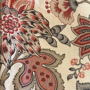 Pottery Barn Floral Blackout Pair Of Curtains in Orange, Blue and Cream Colors.